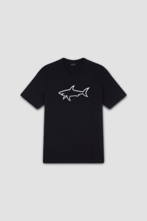 T-shirt black requin argent