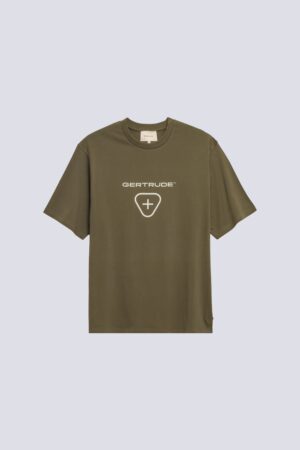 T-shirt en coton à manches courtes Leonce Logo Khaki
