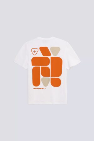 T-shirt Print Geometry Leonce Mixte Blanc/Orangette