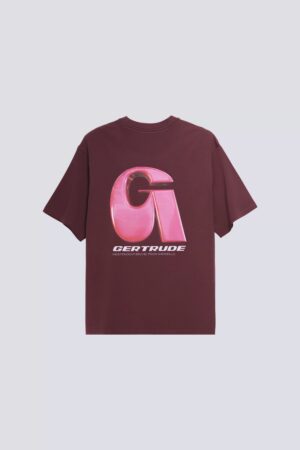 T-shirt Print Leonce Letter Mixte Bordeaux