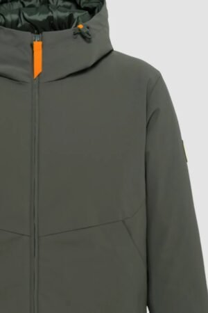 Détail capuche et fermeture zippée Veste Elzear W Greenish Gertrude