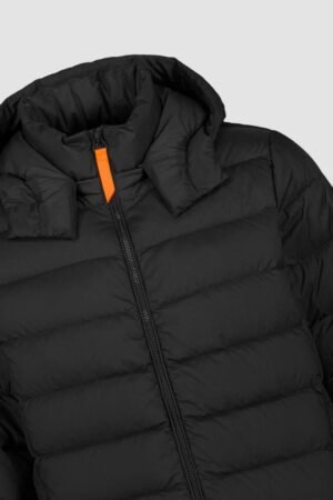 Détail capuche amovible et fermeture zippée Doudoune Jacky Black Gertrude