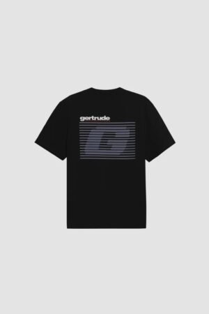 T-shirt Leon Stripe Black Gertrude vue de dos avec imprimé graphiqu