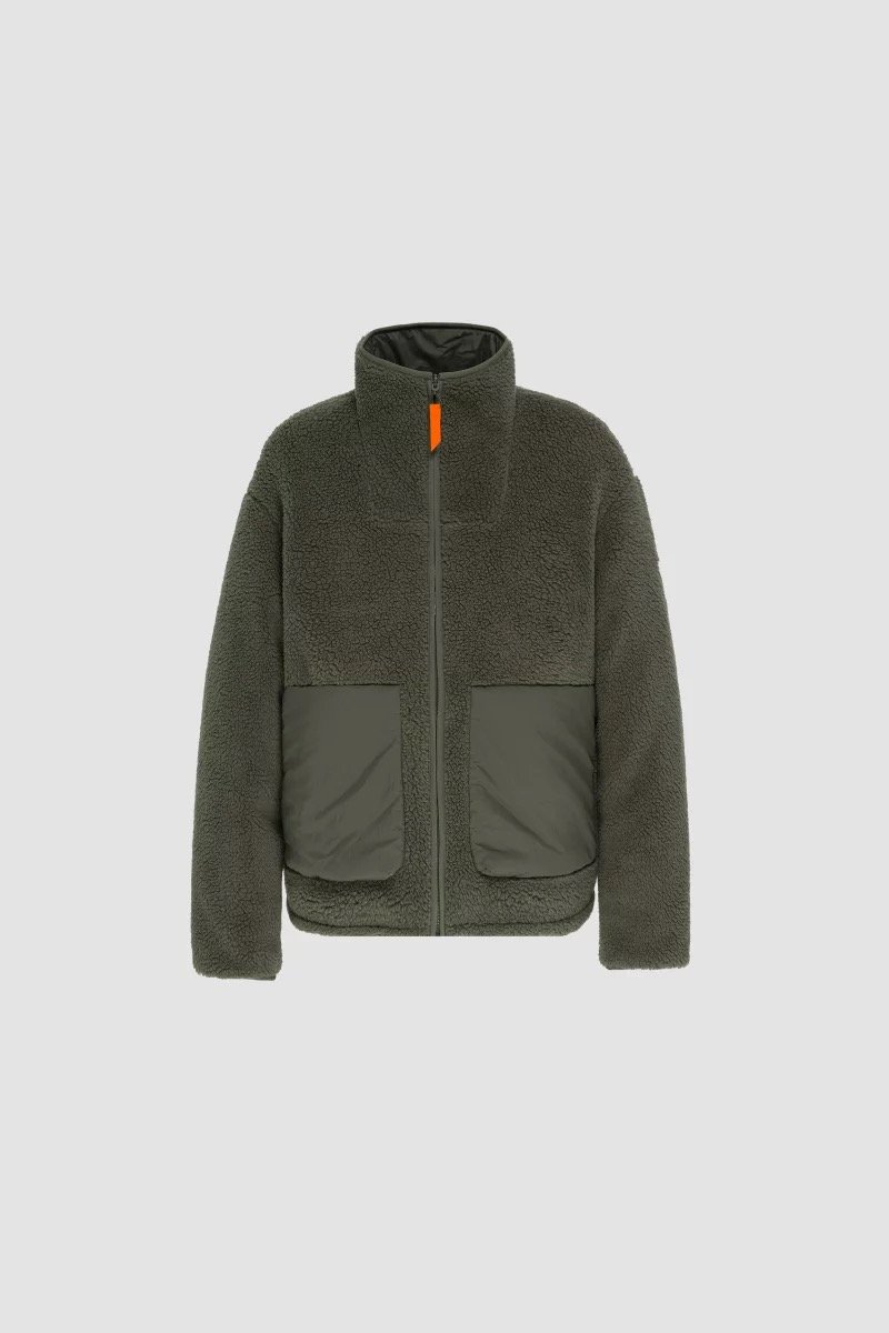 Veste Nobu Greenish Gertrude réversible face sherpa vue de face
