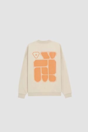 Sweat Ruben Geo Latte Gertrude vue de dos avec grand imprimé graphique orange